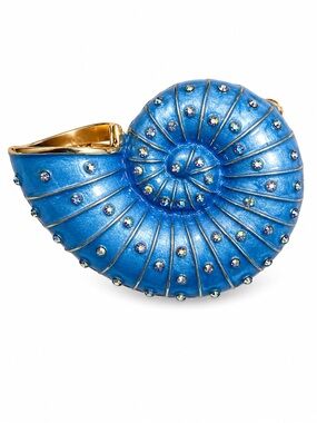 Blue Nautilus Shell Clutch brooch and pendant with Crystal Accents